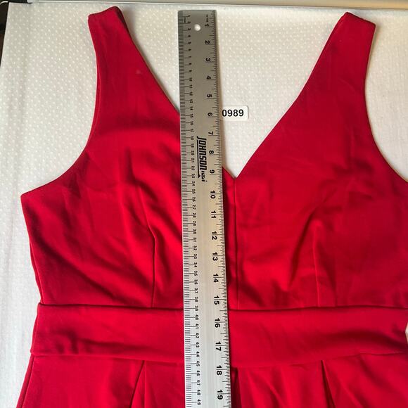 C Women Sexy Dress size XL fits like size L Red V-neck Knee Length Back Bow - Picture 8 of 13